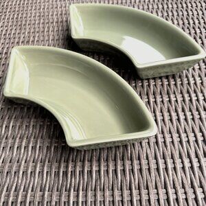 Longaberger Sage Crescent Dish - Set of 2